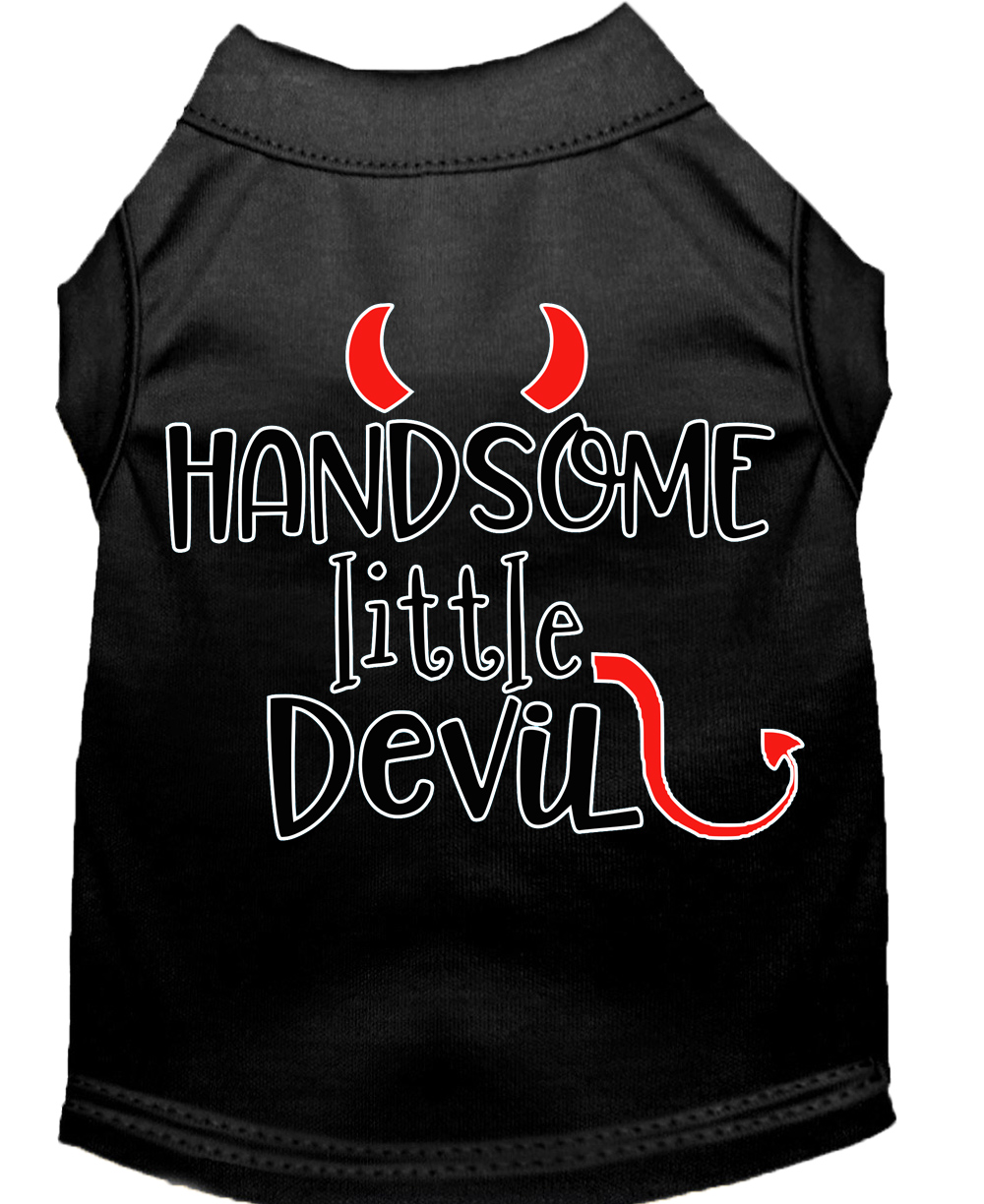 Handsome Little Devil Screen Print Dog Shirt Black Lg